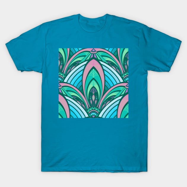 Peacock - pink & green T-Shirt by AprilAppleArt